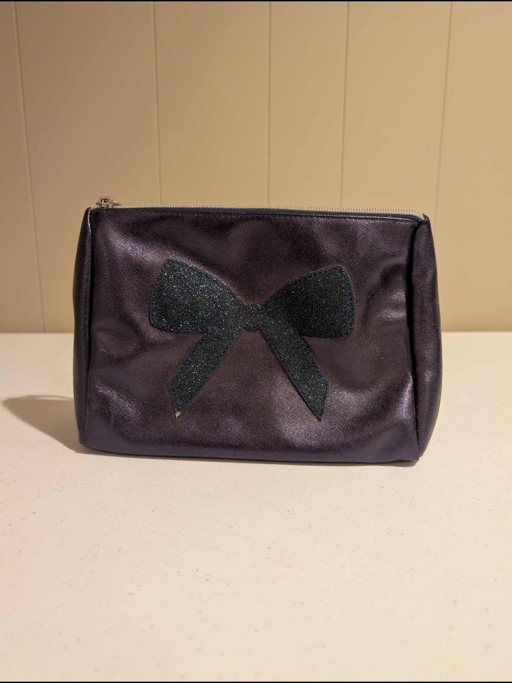Bath And Body Works Glitter Bow Navy Cosmetic Pouch - Women Bags